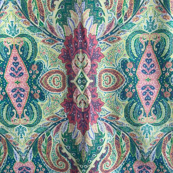 Ann Taylor Madison Skirt Straight Paisley Pink Green Cotton 2 NWT - Picture 2 of 8